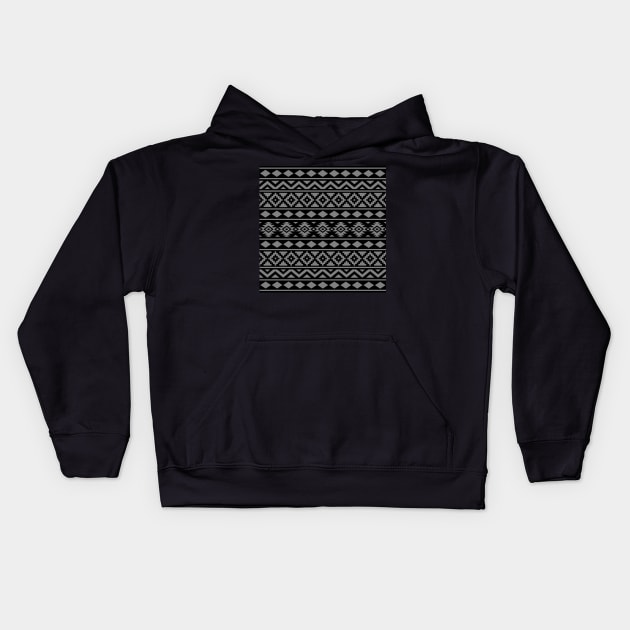 Aztec Essence Pattern Gray on Black Kids Hoodie by NataliePaskell